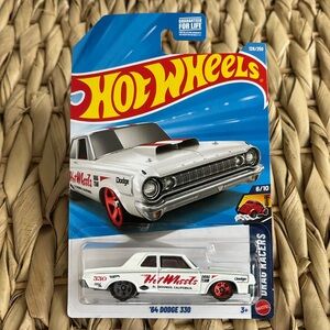 64 Dodge 330 Car Hot Wheels 1964 White Drag Team Racer Hotwheels Racing 2026 New
